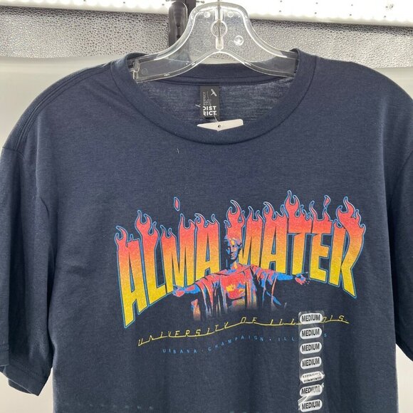 District Men's University of Illinois Alma Mater T-Shirt Navy/Multi Medium New - Picture 2 of 9